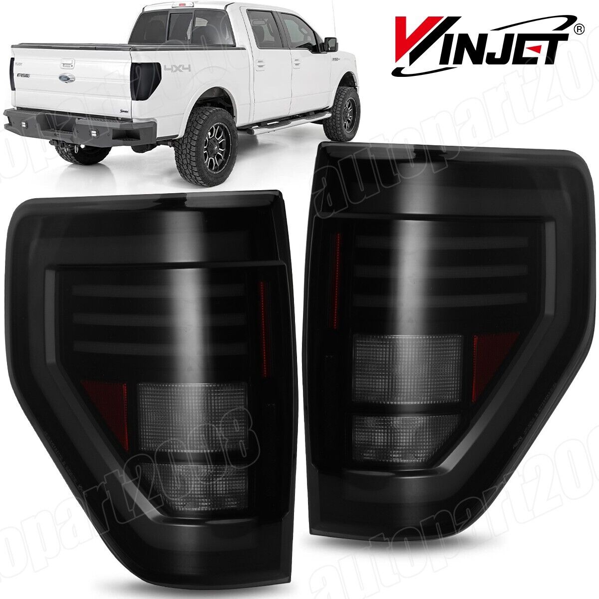 Smoke LED Tail Lights For 2009-2014 Ford F-150 F150 Pickup Sequential Signal