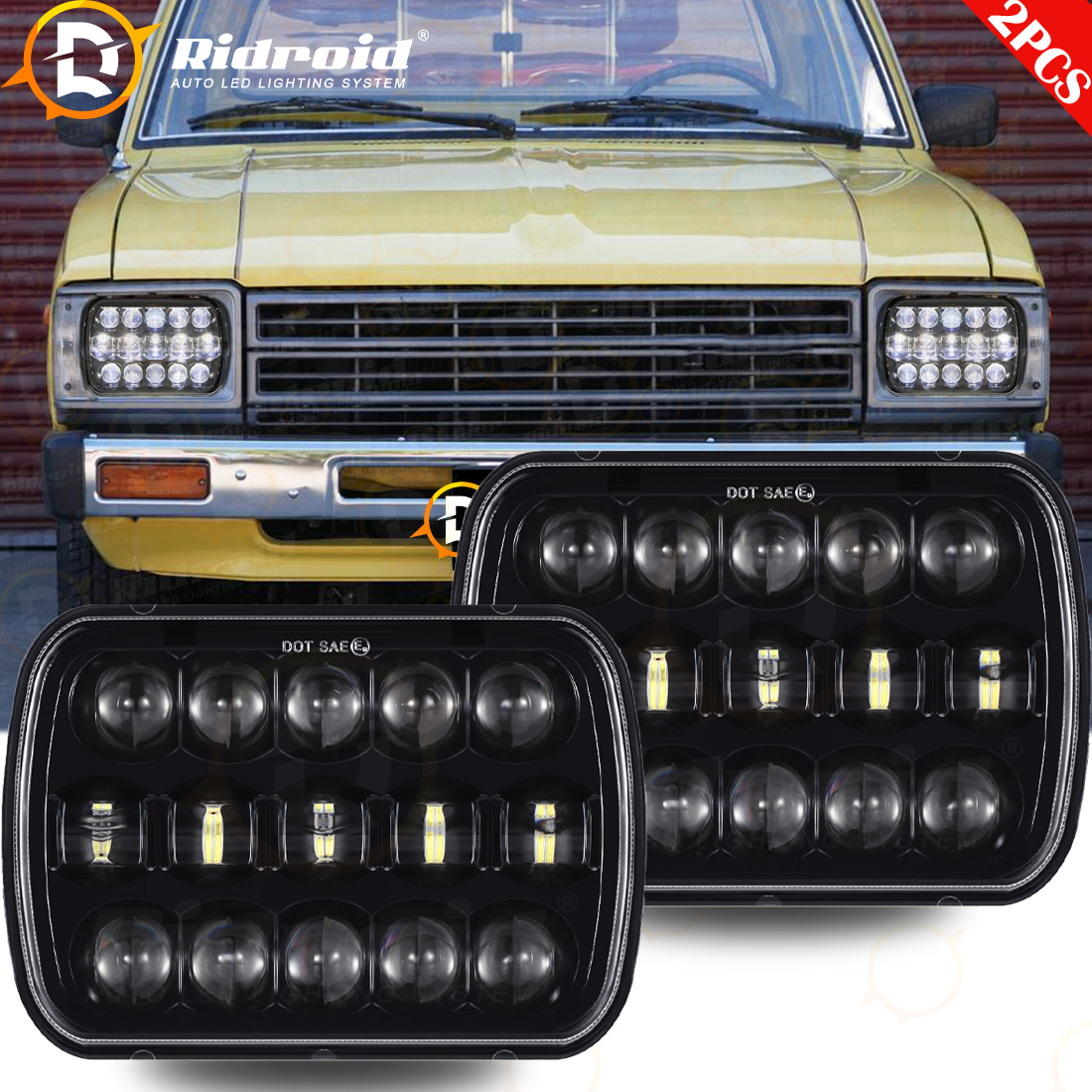 Pair 5x7 7x6 LED Headlights Kit For Toyota Pickup 82-1995 Tacoma 4Runner 84-1991