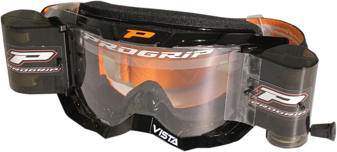 3303 Black / Orange Vista Goggles - Clear Lens w/ Roll-Off System PrG. 3303RONE