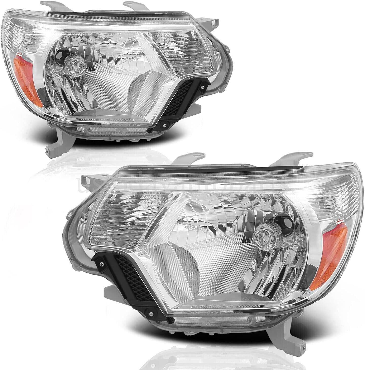 Headlights Pair Fits For 2012 2013 2014 2015 Toyota Tacoma Chrome Housing Lamps