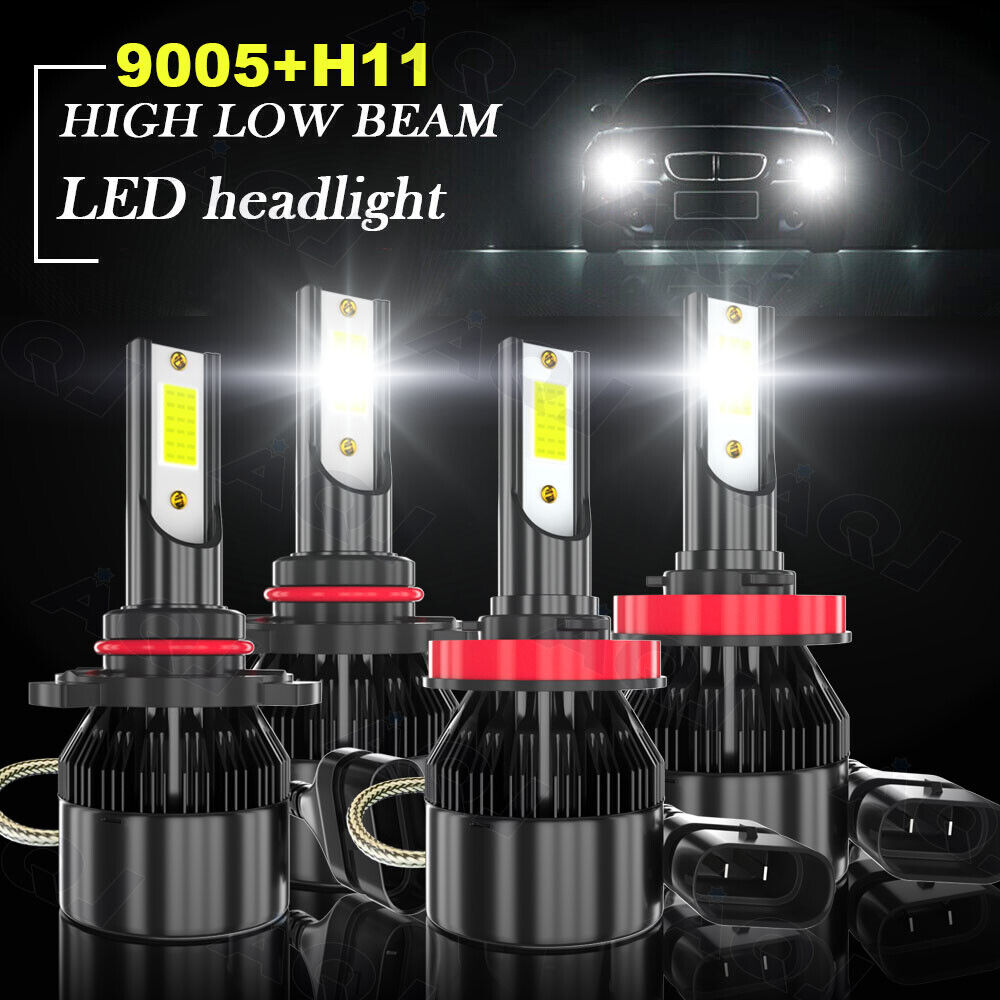 2 Sides 9005 H11 LED Headlight High Low Beam Bulbs Kit Super White Bright Lamps