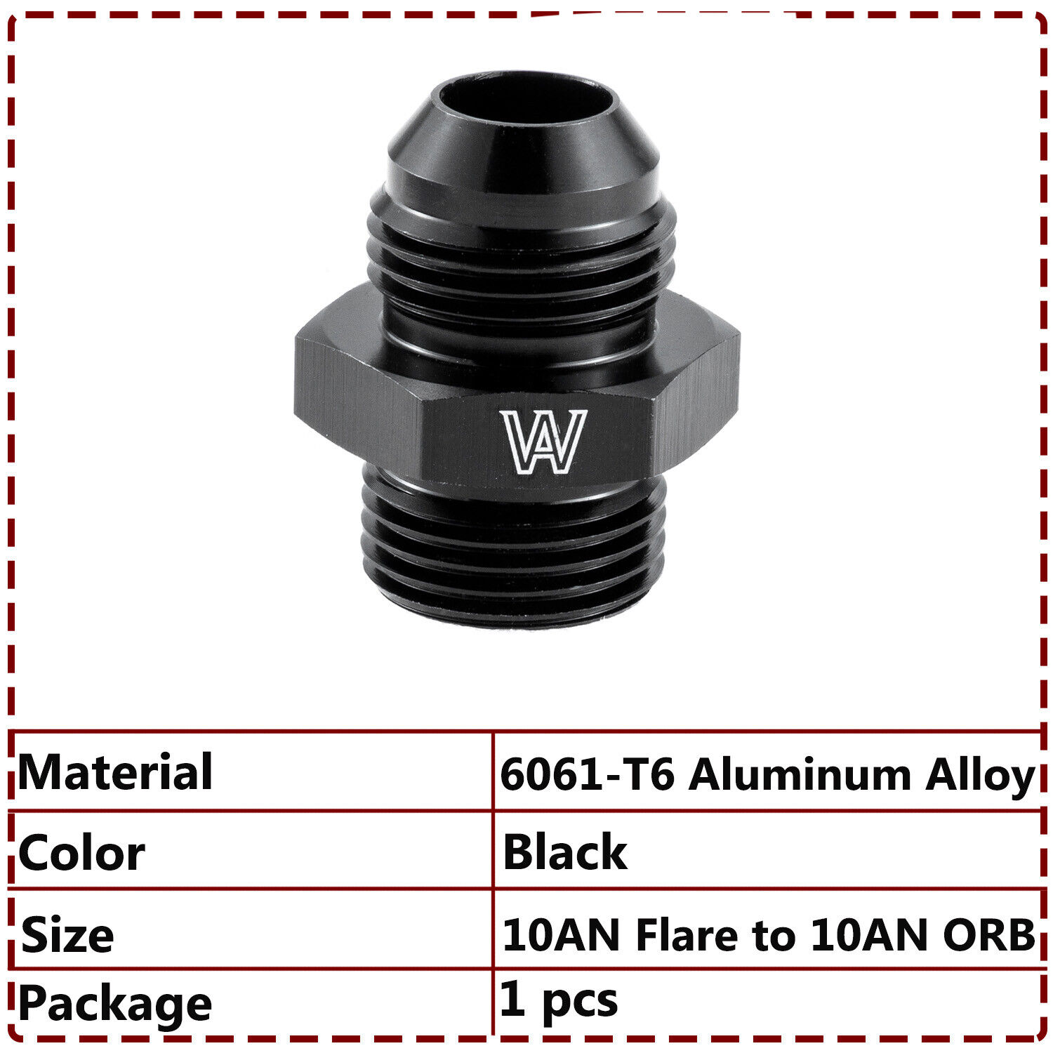 10AN Flare to 10AN ORB Male Fuel Rail Adapter Fitting Black 1Pcs