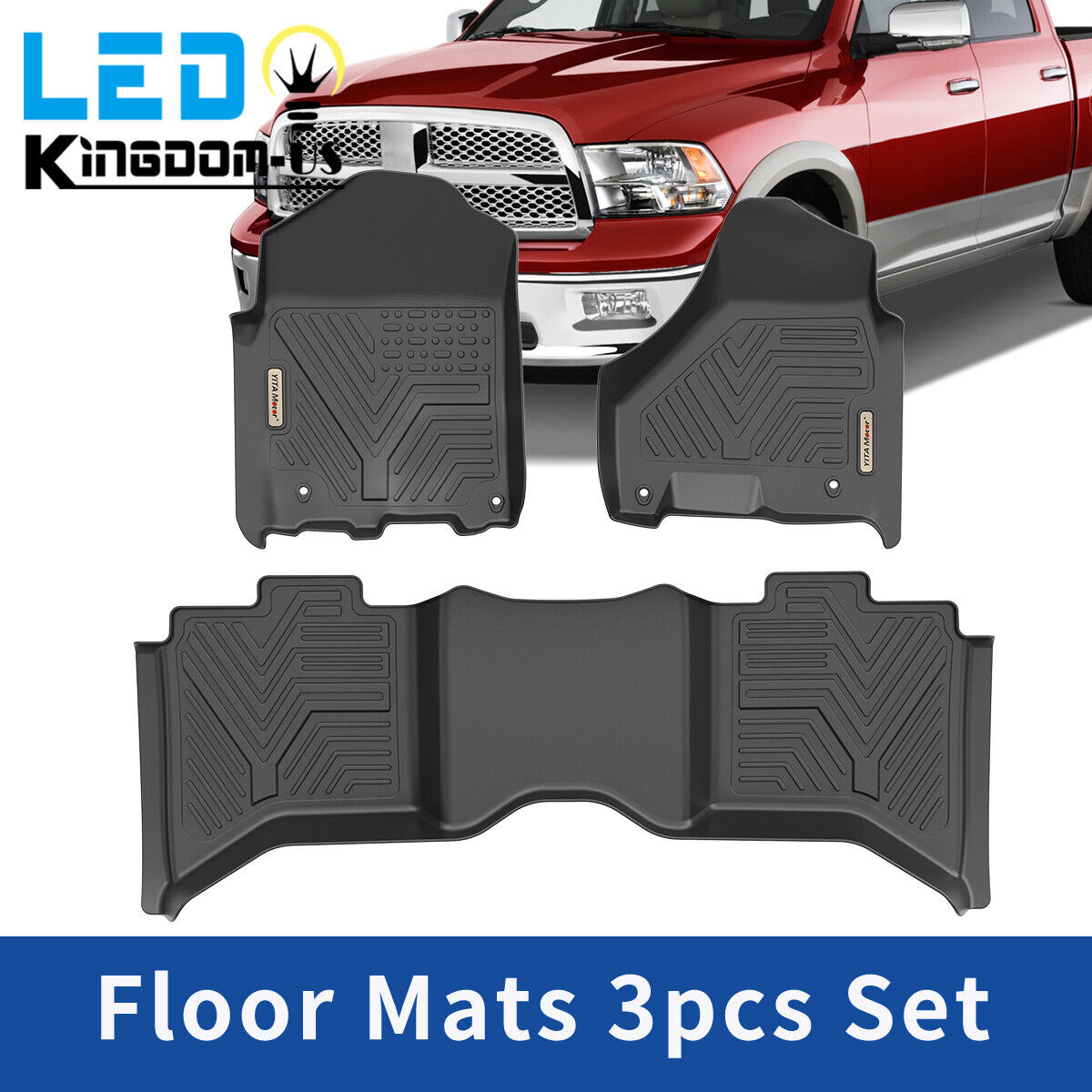 3D Molded Floor Mats for 13-18 Ram 1500 2500 3500 Crew Cab 19-23 Classic Liners
