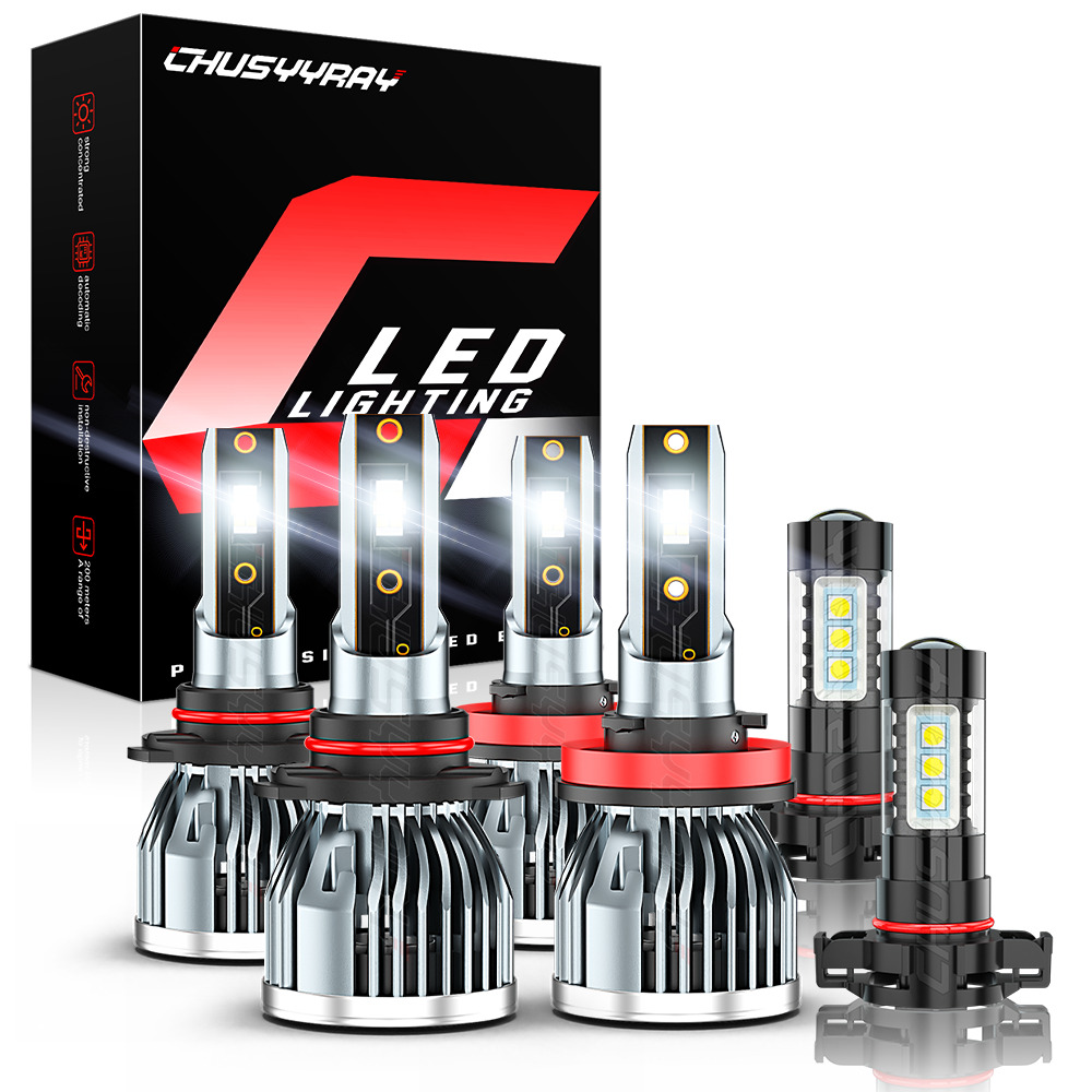 6pc LED Headlight High Low + Fog Light Bulbs 6000K For Chevy Silverado 1500 2500