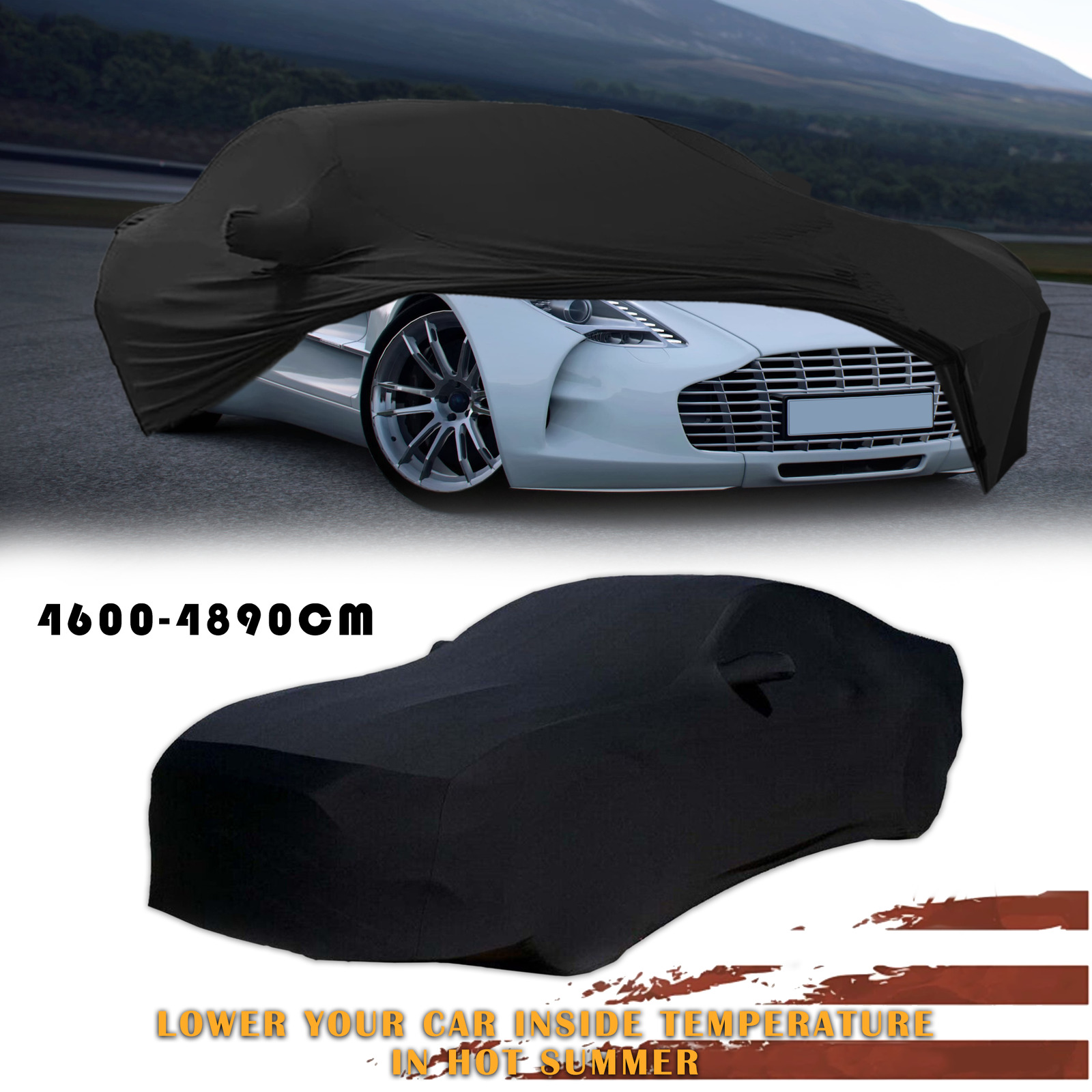For Aston Martin One-77 Indoor Satin Stretch Car Cover Scratch Dustproof BLACK