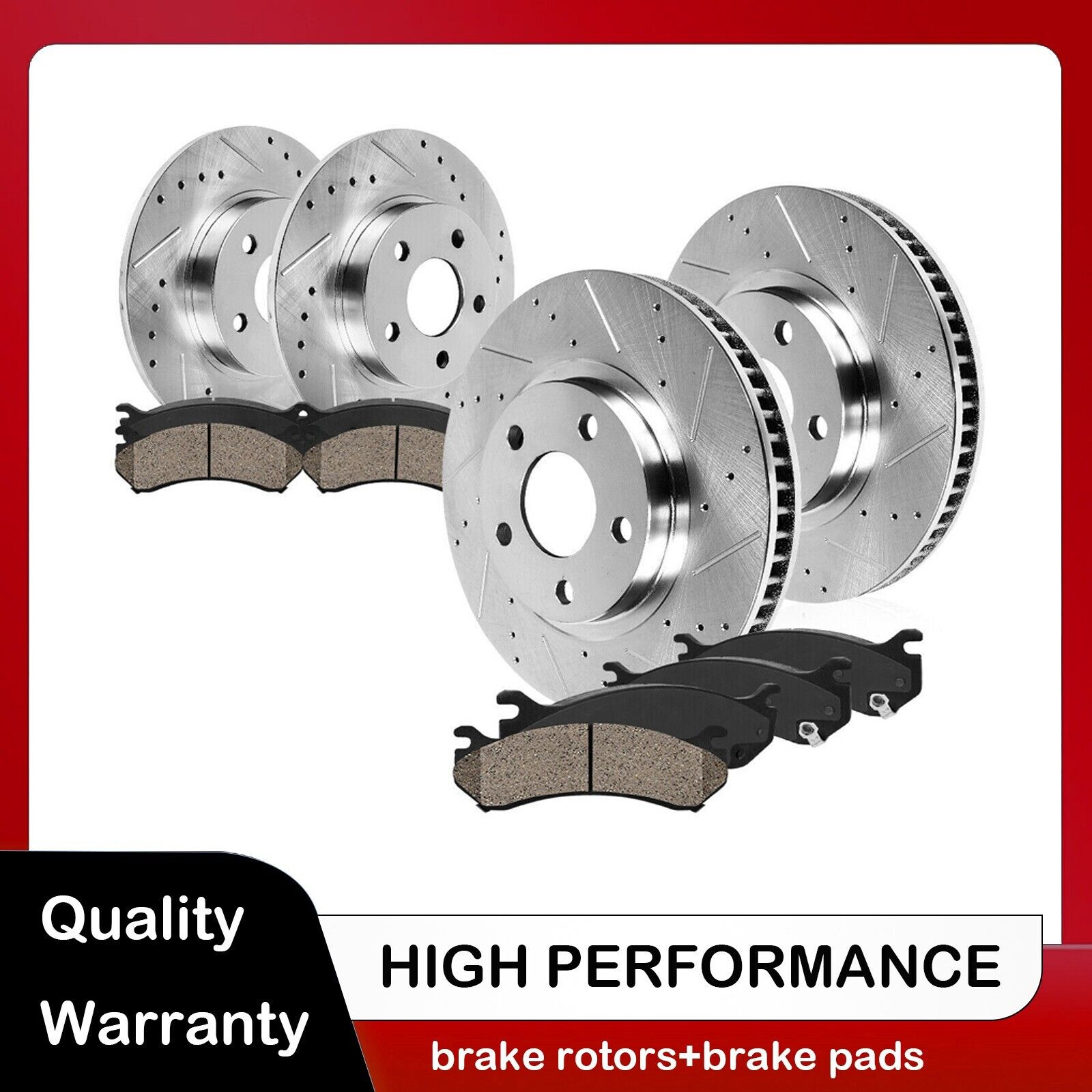 Front And Rear Brake Rotors & Ceramic Pads For 2008 2009 Pontiac G8 GT