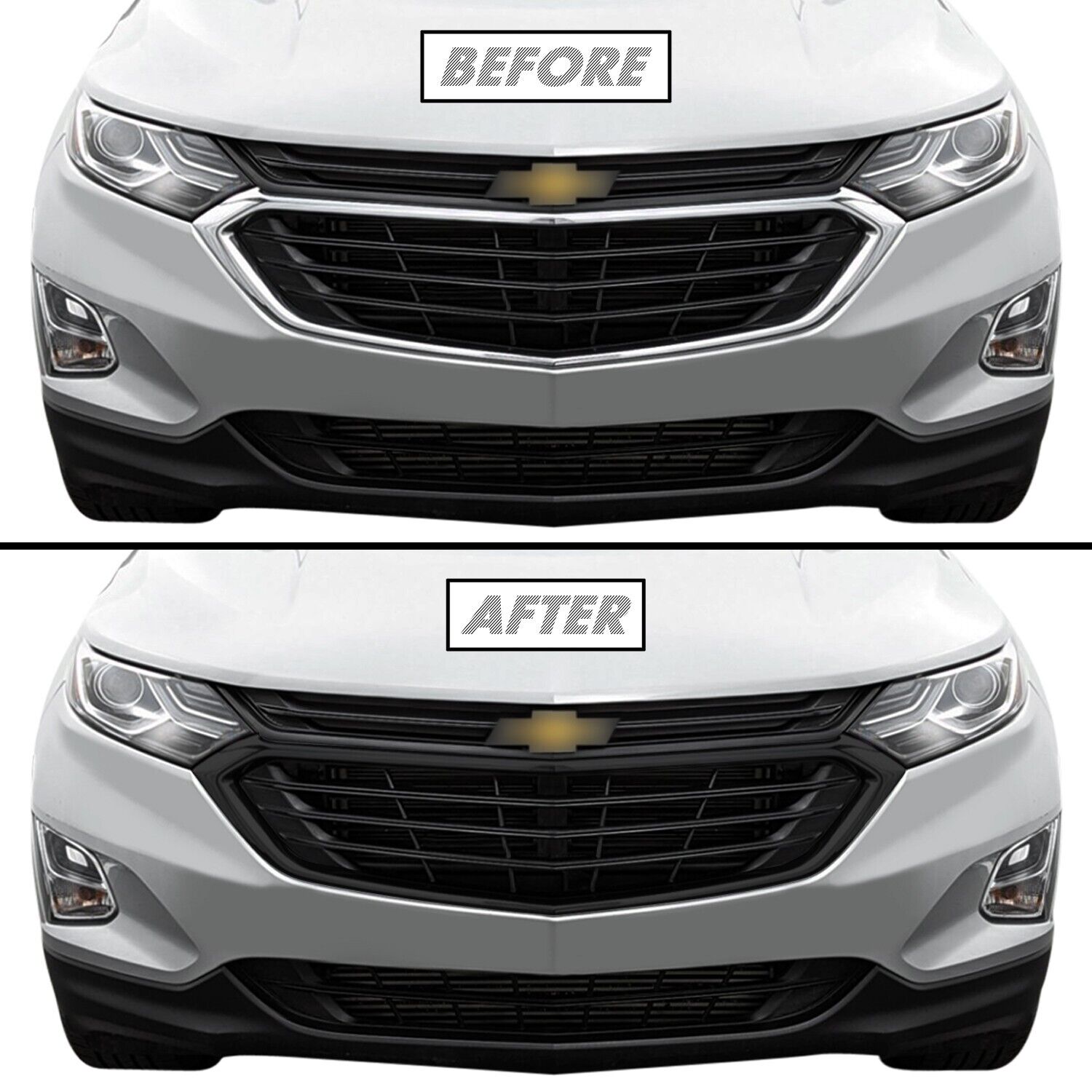 Chrome Delete Blackout Vinyl Overlay for 2018-21 Chevy Equinox Grill Trim