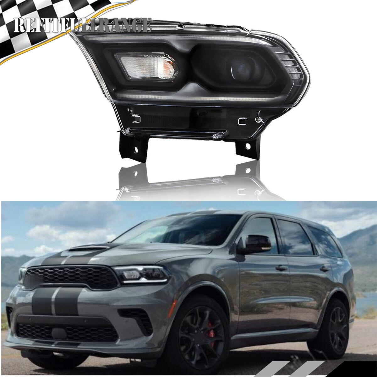 Headlight Driver Black W/ Halogen Signal For Dodge Durango 2021 2022 2023 LED