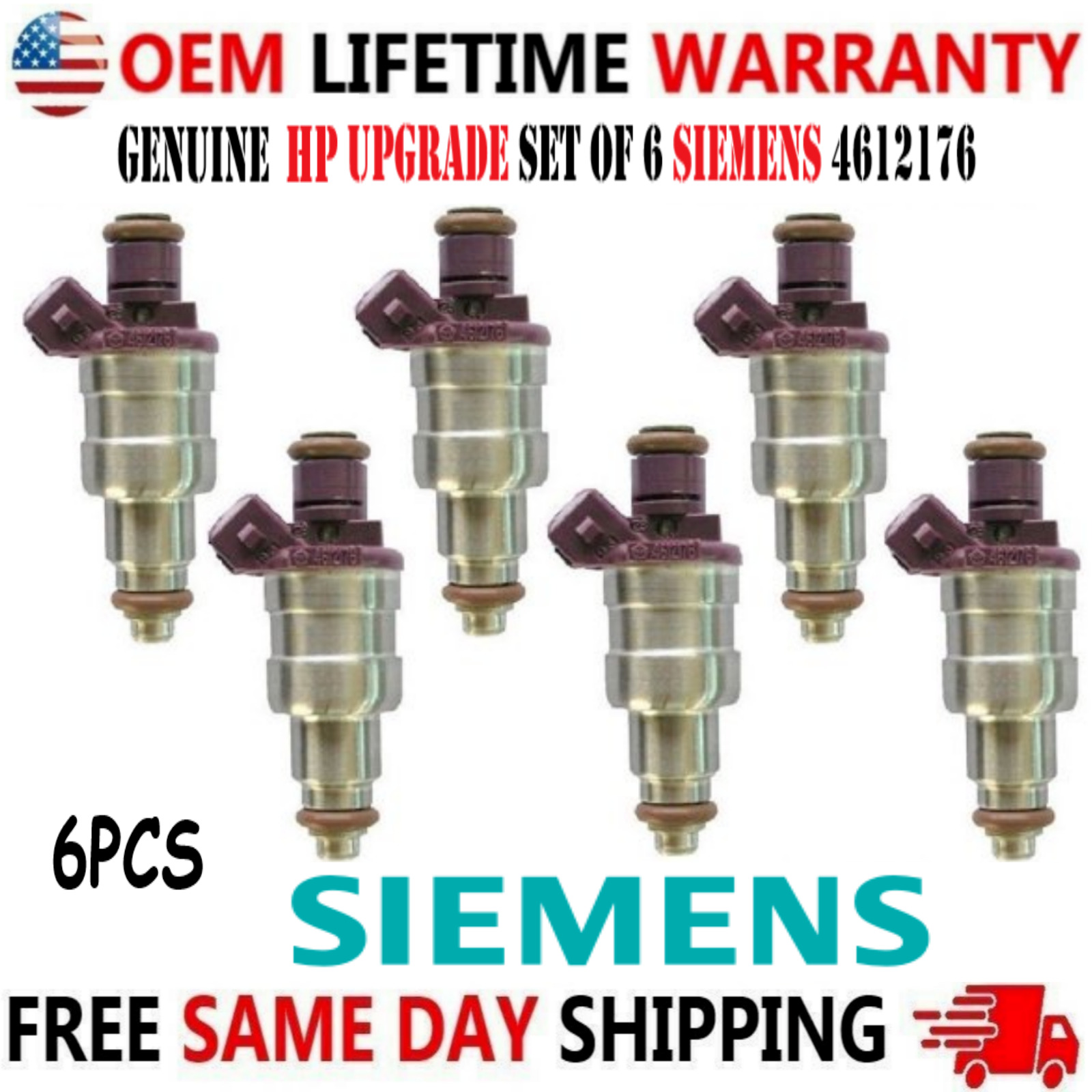 OEM 6 Units (6pcs) Siemens Fuel Injectors for 1992-1993 Plymouth Voyager 3.3L V6