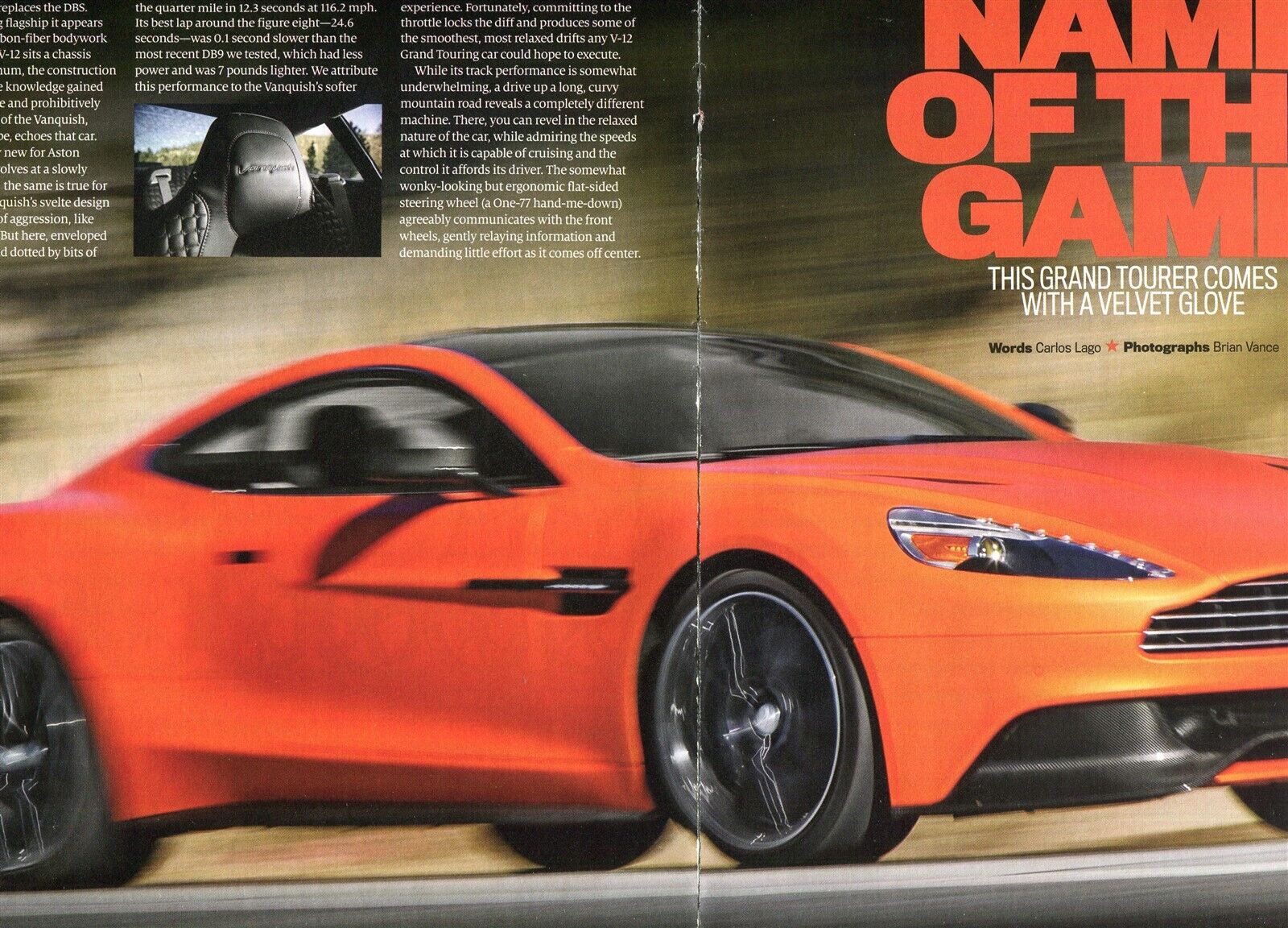 2014 ASTON MARTIN VANQUISH COUPE 4 PG ROAD TEST ARTICLE