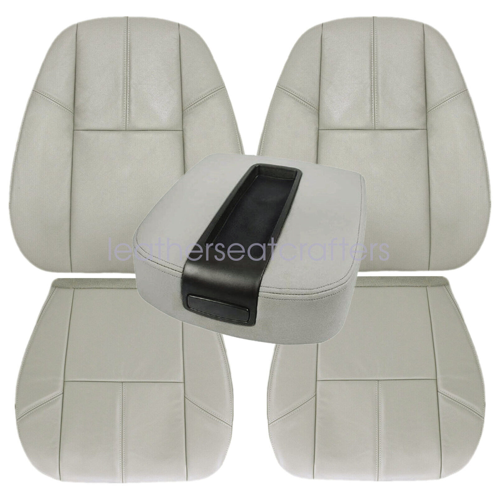 Front Leather Seat Cover Gray  Foam For 2007-2014 Chevy Silverado GMC Sierra