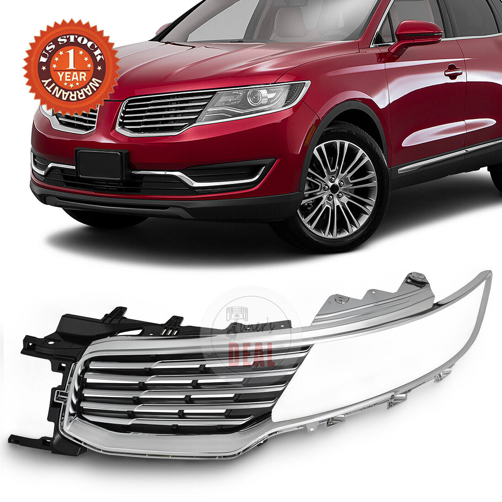 FO1200596 Fit Lincoln MKX 2016-2018 Chrome Grille Insert Front Bumper Left Side 