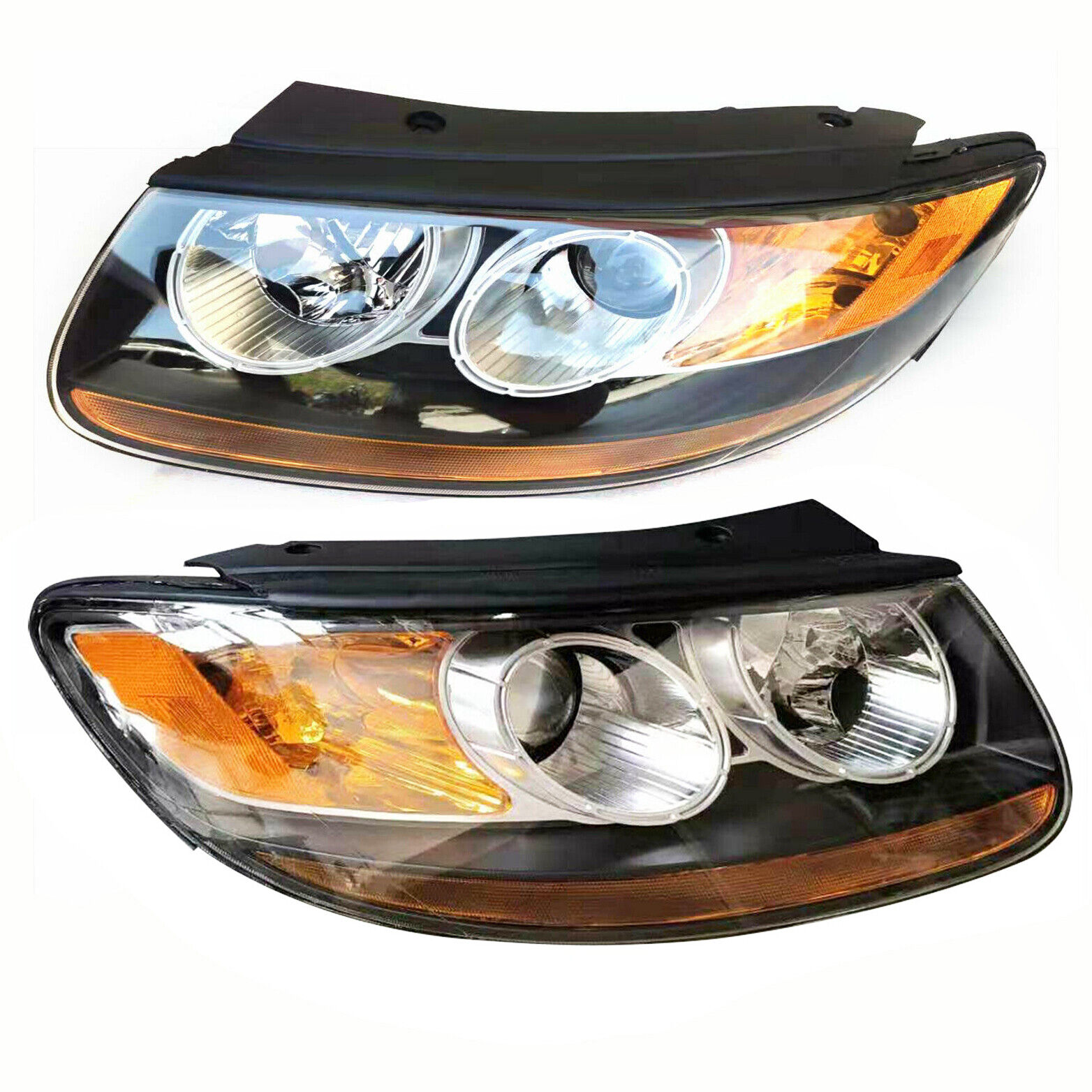 Pair Set For 2007-2012 Hyundai Santa Fe Headlights Left+Right Head Lamp Assembly