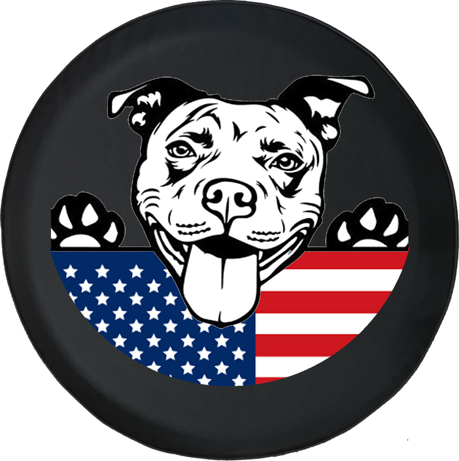 American Flag Pitbull Dog Spare Tire Cover