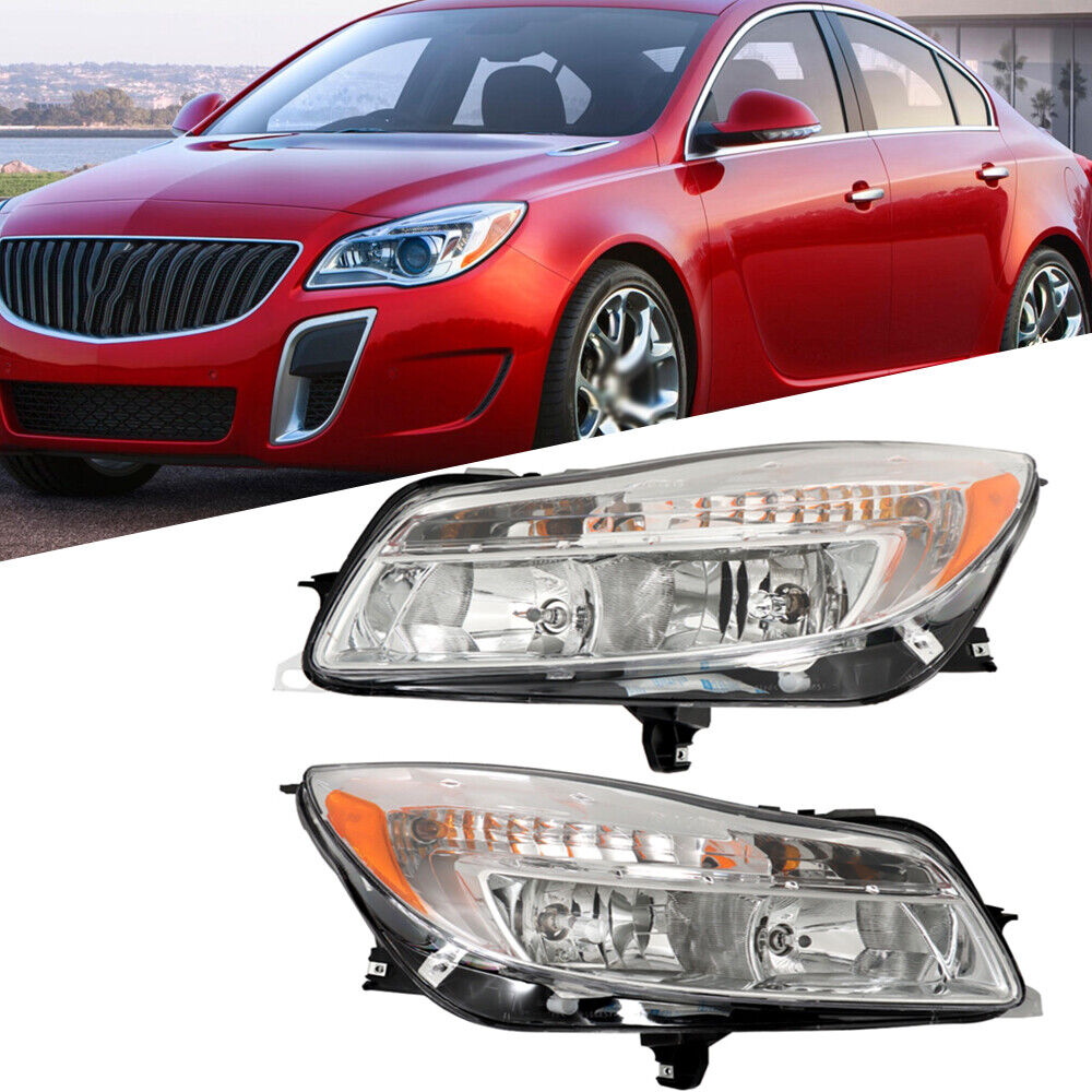 Headlight Assembly For 2011-2013 Buick Regal Driver+Passenger Headlamp Halogen