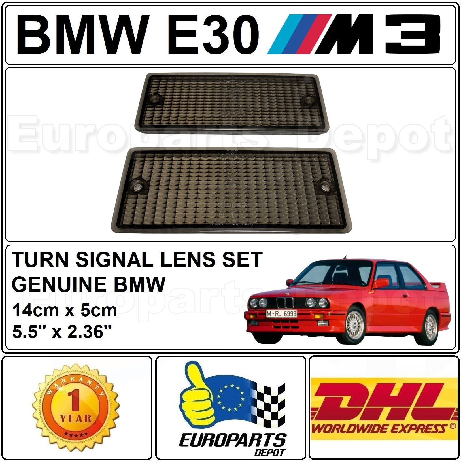 NOS BMW e30 M3 Turn signal Blinker Lens set SMOKE 63131386608