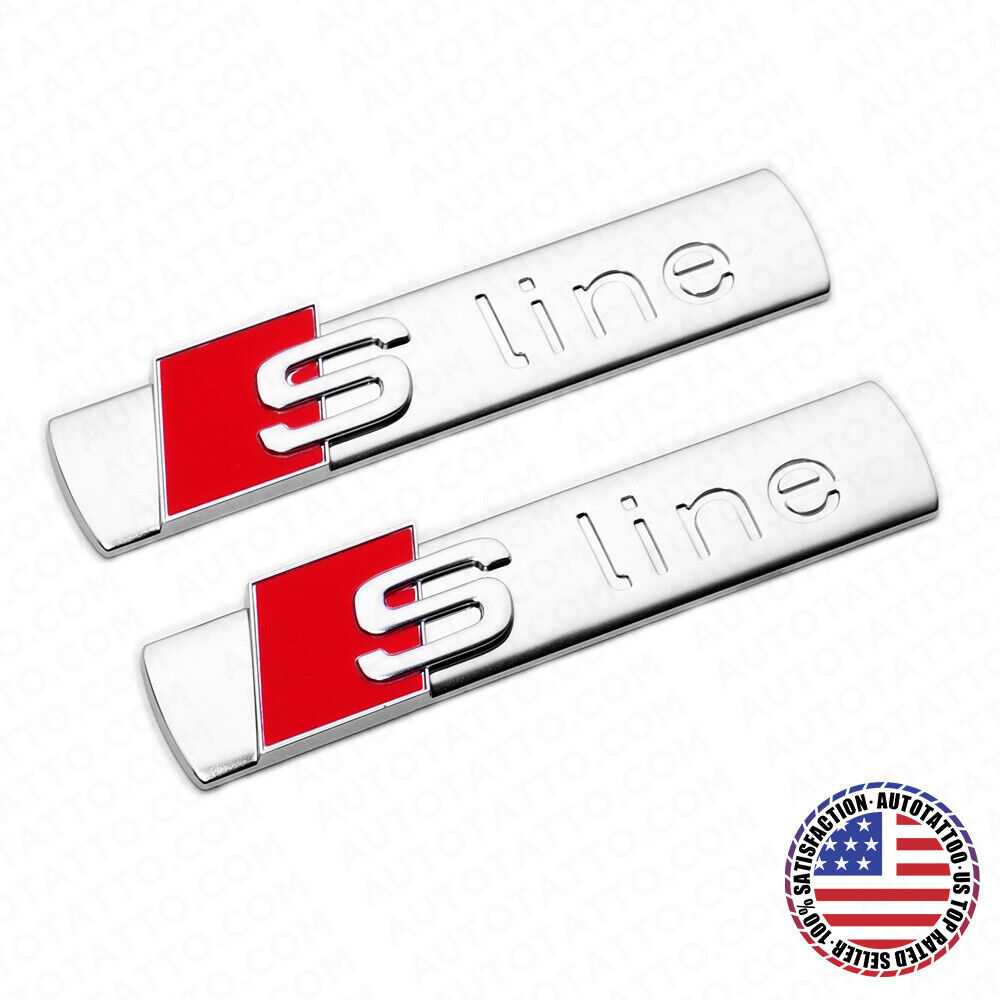 2x Audi Sport S LINE Side Fender Marker Logo Emblem Decal Badge Decoration OEM