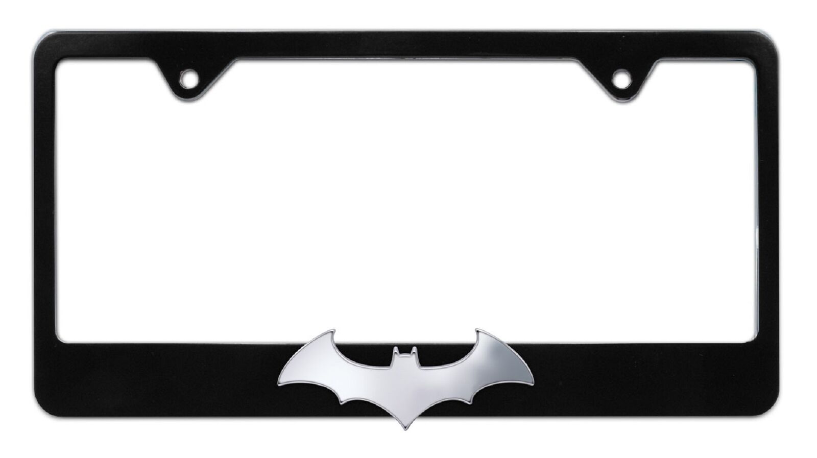 Batman Chrome Bat Black Metal License Plate Frame