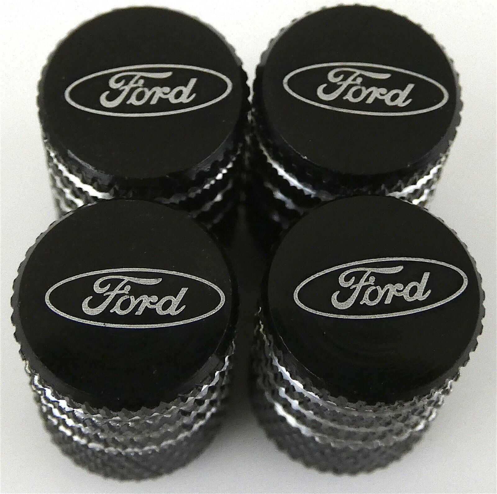 4 Black Ford Tire Valve Stem Caps For Truck Car Universal Fitting 