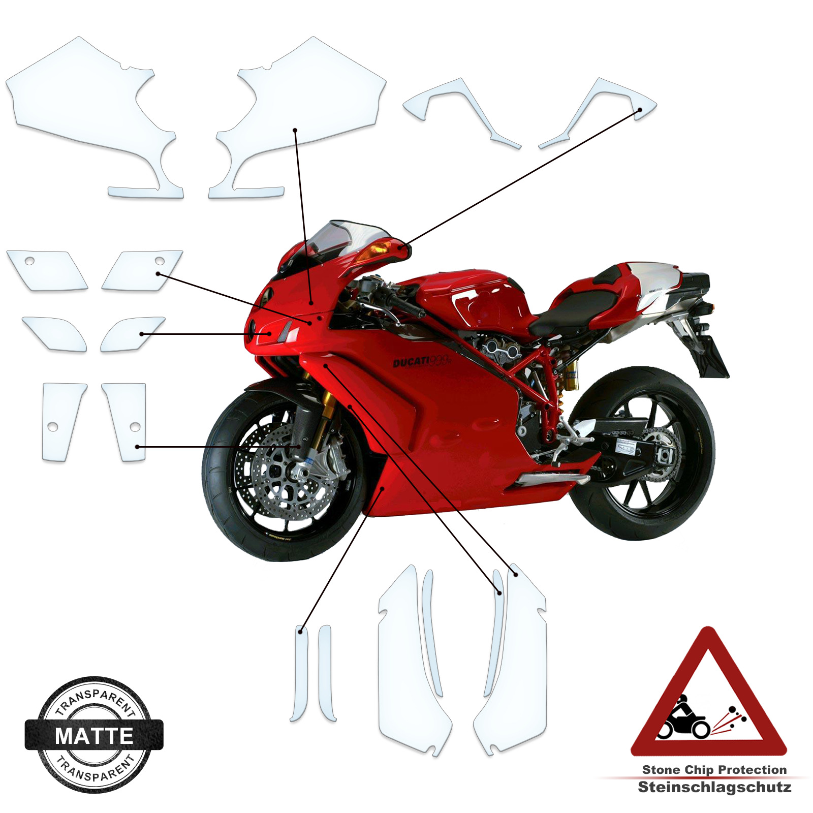 TPU Paint Protection suitable for Ducati 999/749 2003-2006 matte