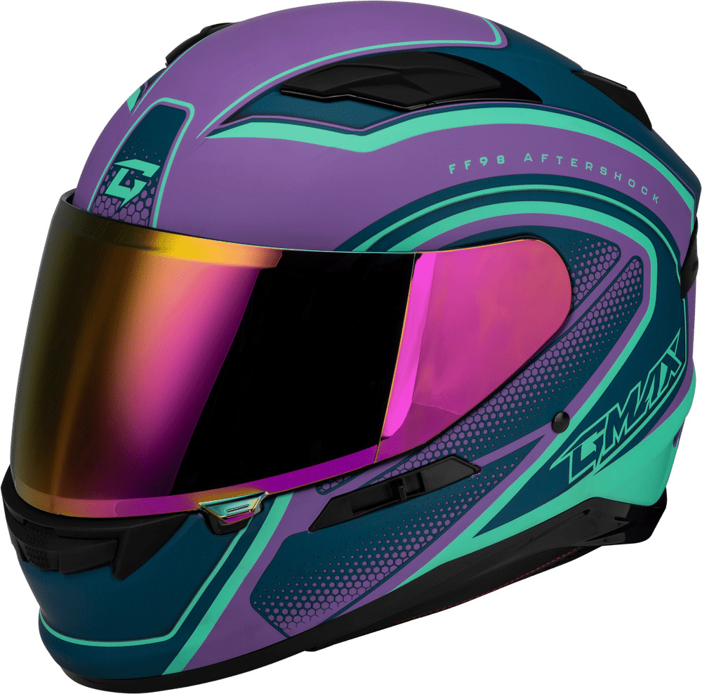 Gmax FF-98 Aftershock Purple Blue Full Face Motorcycle Helmet