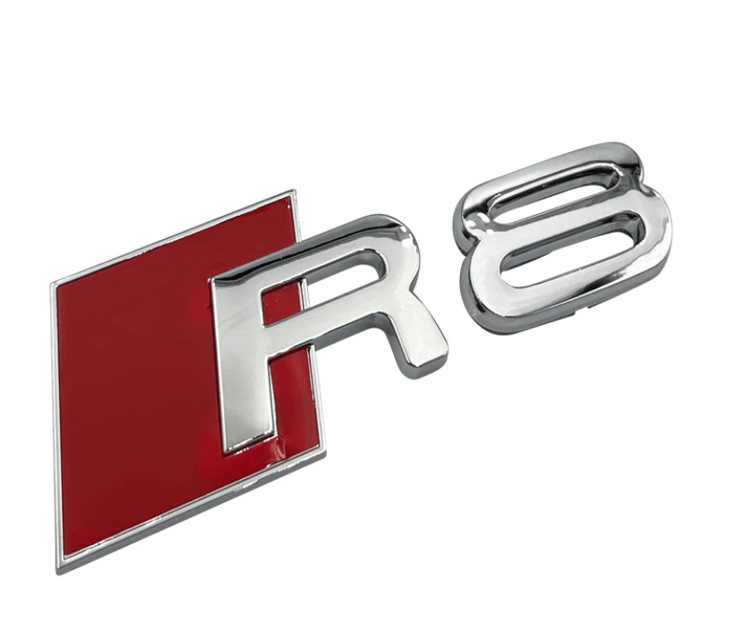 For Audi R8 Car Trunk Badge Rear Boot Back Emblem Sticker Silver Chrome Red