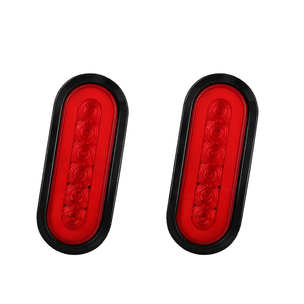 10x Red 6'' LED Oval Sealed Truck Trailer Stop/Turn/Tail Brake Lights Waterproof