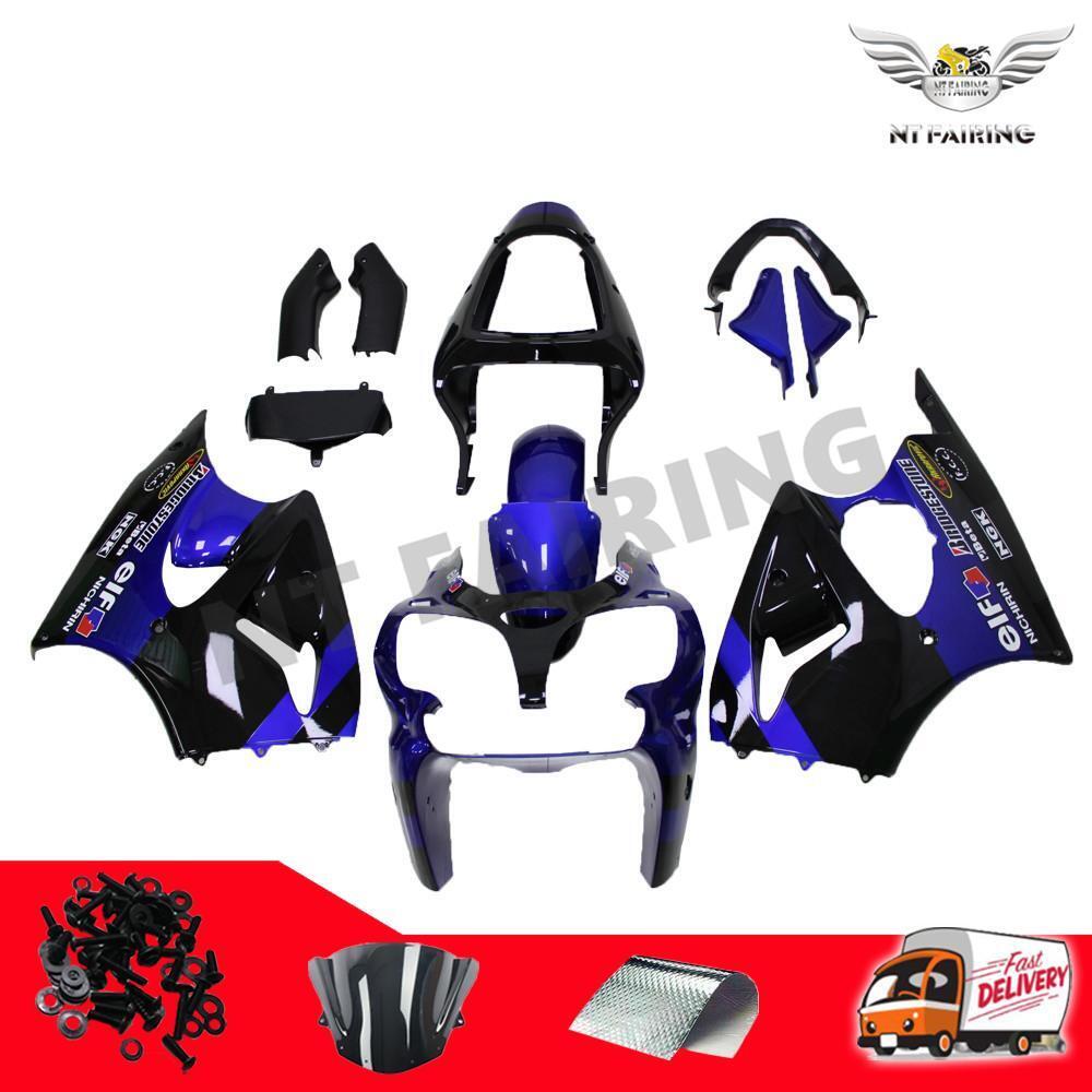 MS Injection ABS Fairing Blue Black Fit for Kawasaki 2000-2002 ZX6R ZX-6R a038