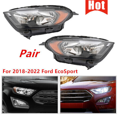 Headlight Left+Right For Ford EcoSport Halogen W/LED Headlamp 2018 2019-2022