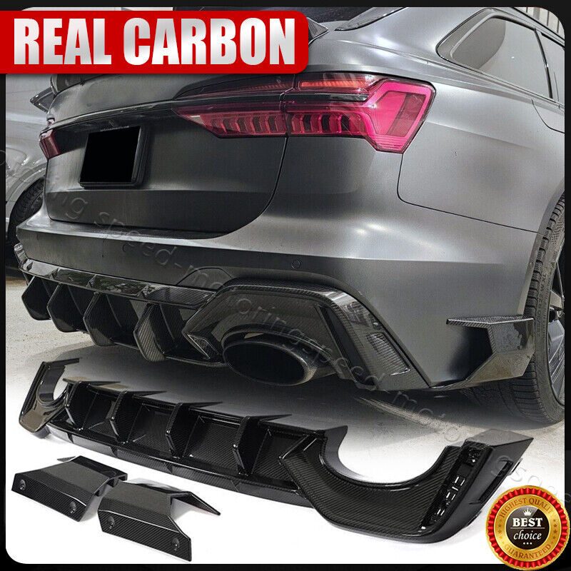 Fits Audi RS6 Avant 2019-2023 Dry Carbon Rear Bumper Diffuser Lip Splitters Fins