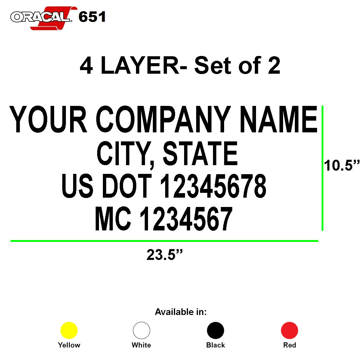 Set of 2 Custom US DOT USDOT mc Decal Logo Semi Truck Number Lettering Sticker