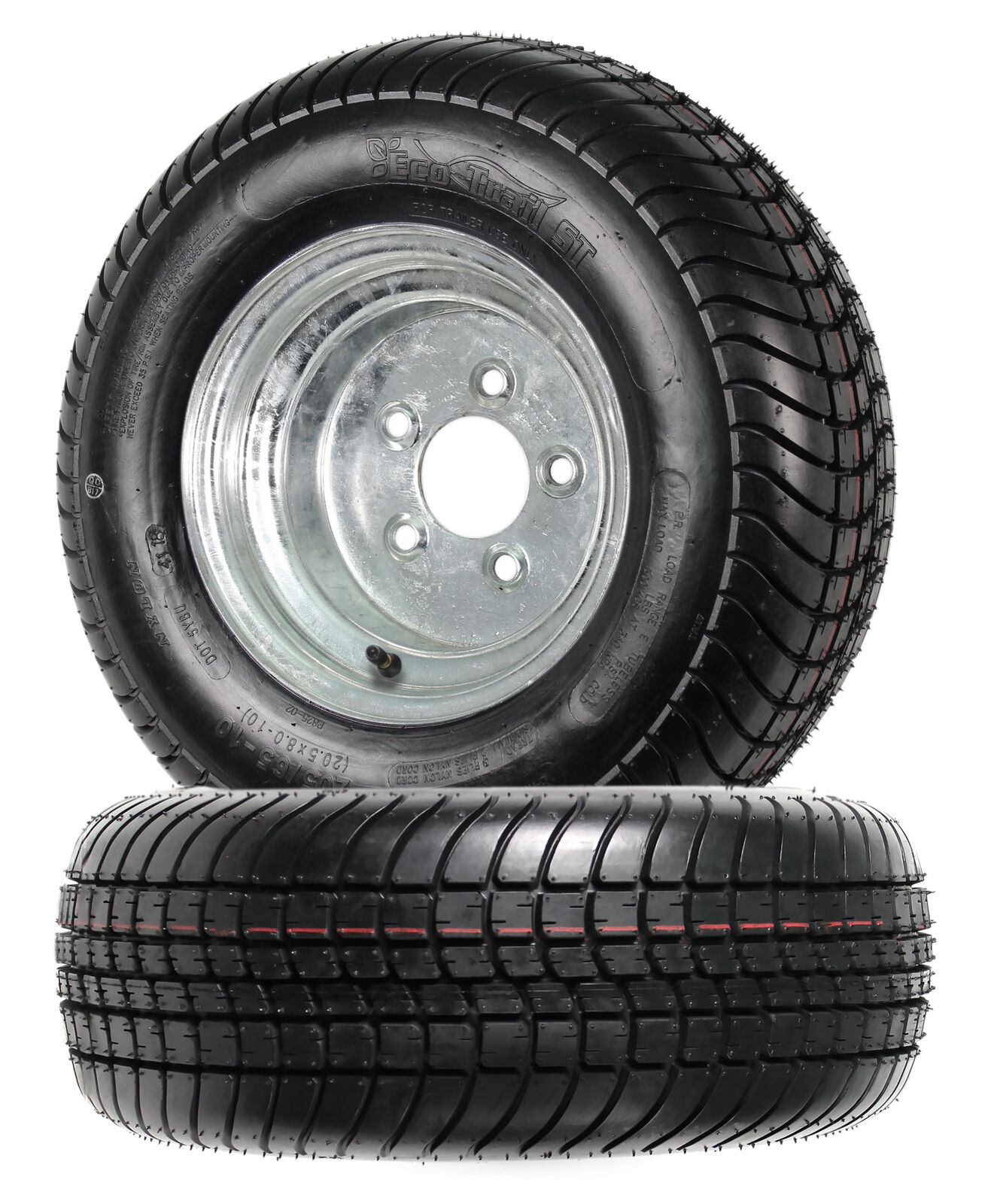 2-Pk Trailer Tire Rim 20.5X8-10 205/65-10 20.5X8.0-10 5 Lug E Galvanized Wheel