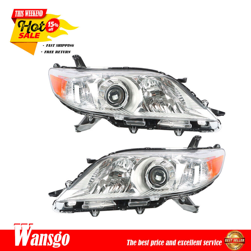 Fit For 2011-2013 Toyota Sienna Headlight Assembly Set LH&RH Clear Lens Halogen