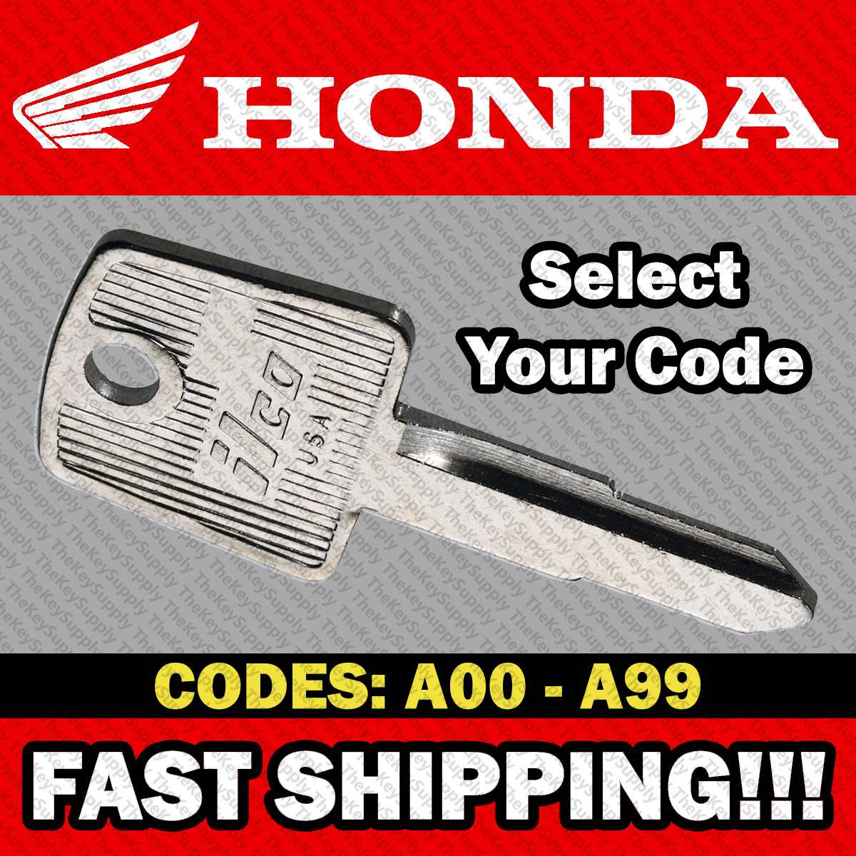 Honda Motorcycle Replacement Key Cut to Code A00 - A99
