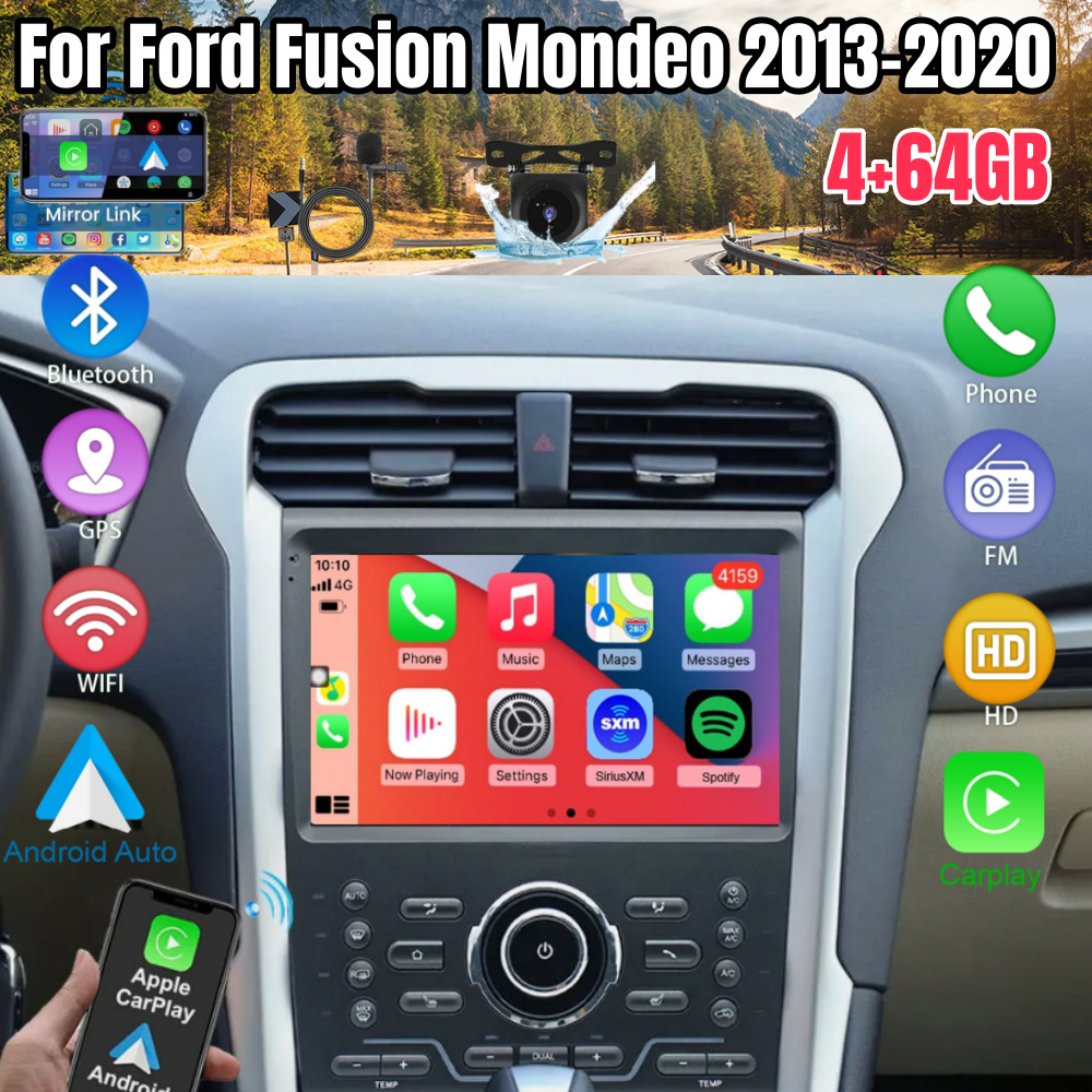 4+64G For 2013-2020 Ford Fusion Mondeo Android 13 CarPlay Car Stereo Radio GPS