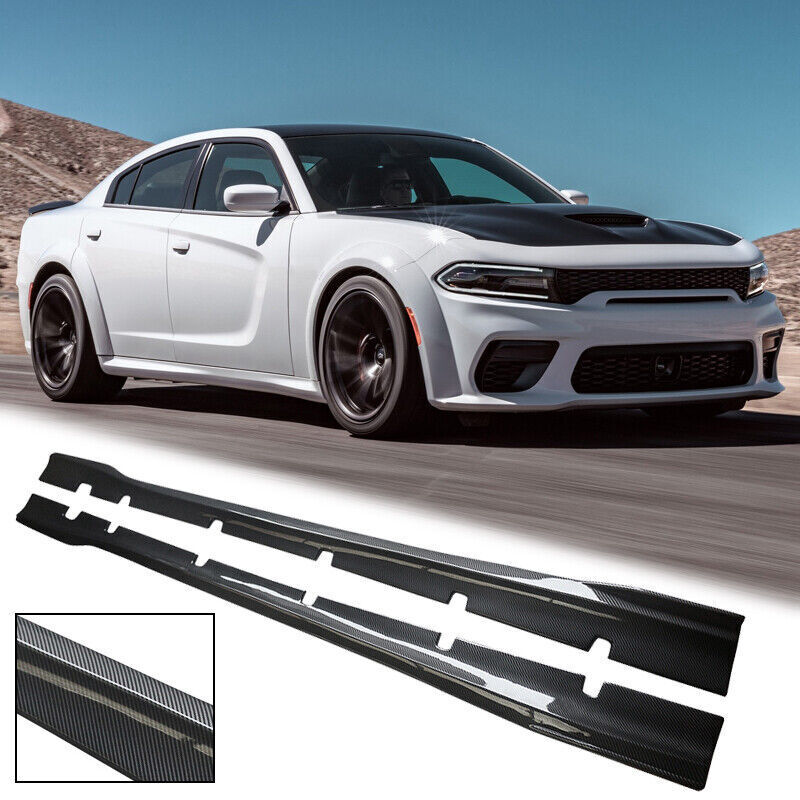 Fits For 20-2023 Dodge Charger Widebody Side Skirts Extension Carbon Fiber Look