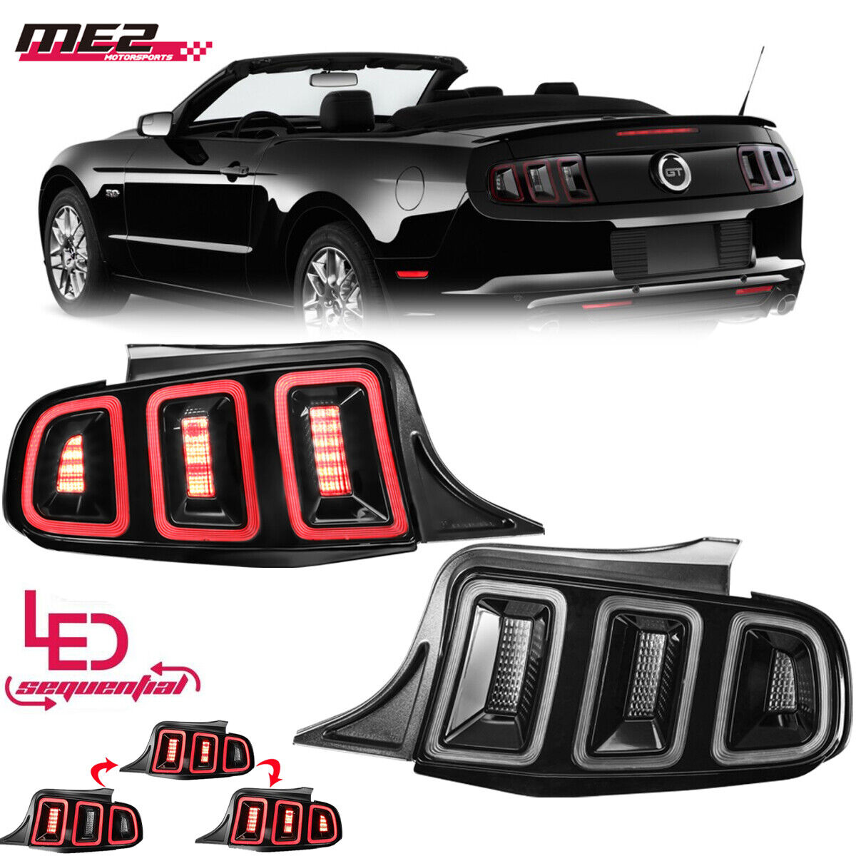 LED Sequential Tail Lights For 2010-2014 Ford Mustang Turn Signal Rear Lamps