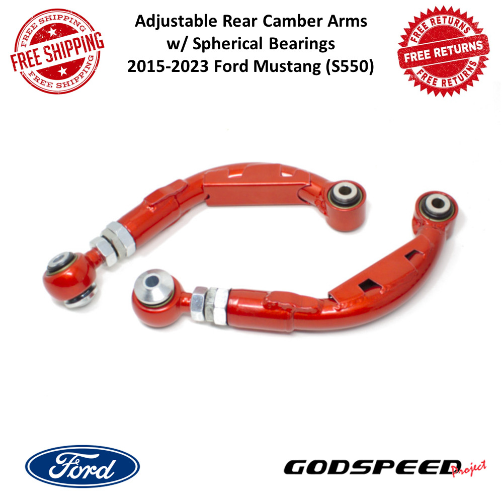 Godspeed Adj Rear Camber Arms w/ Spherical Bearing For 15-23 Ford Mustang (S550)