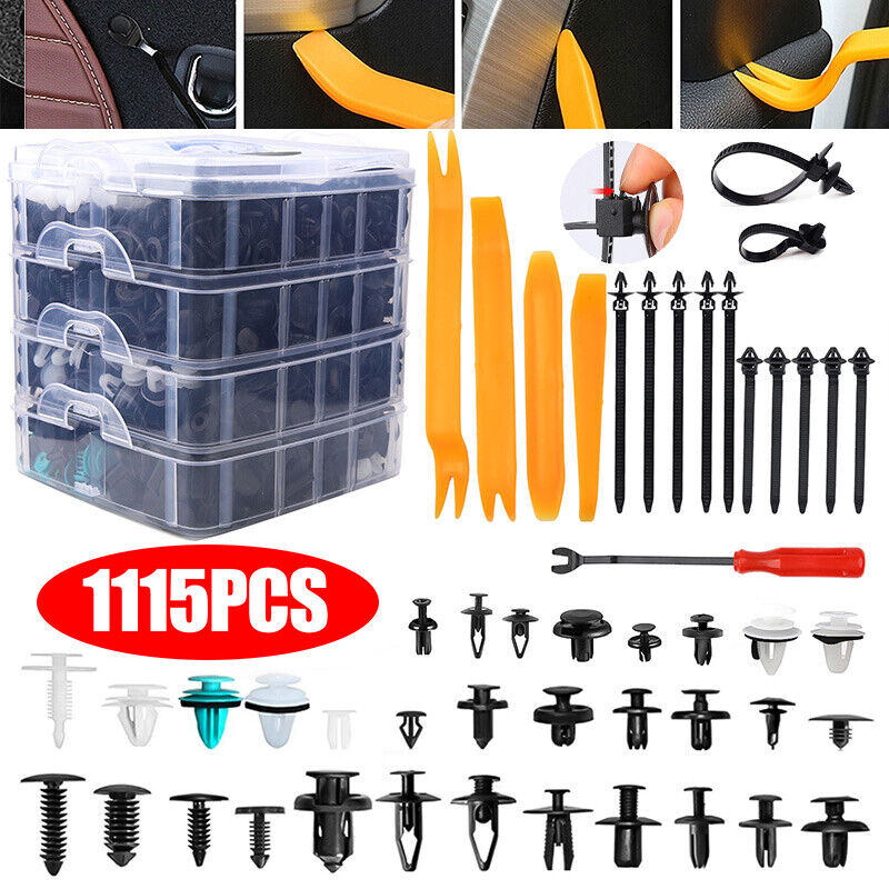 1115PCS Car Retainer Clips Auto Plastic Fasteners Kit Push Trim Pin Rivet Bumper