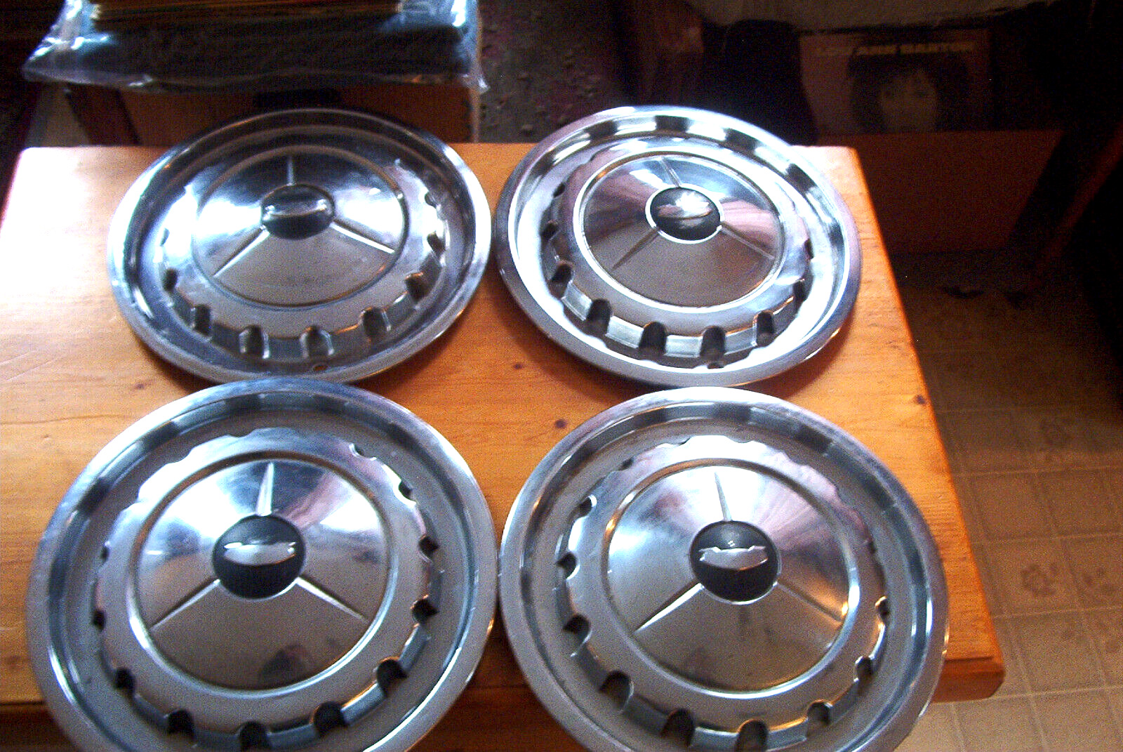 OE vintage set of 4 57 Chevy 14 inch wheelcovers, nice survivors