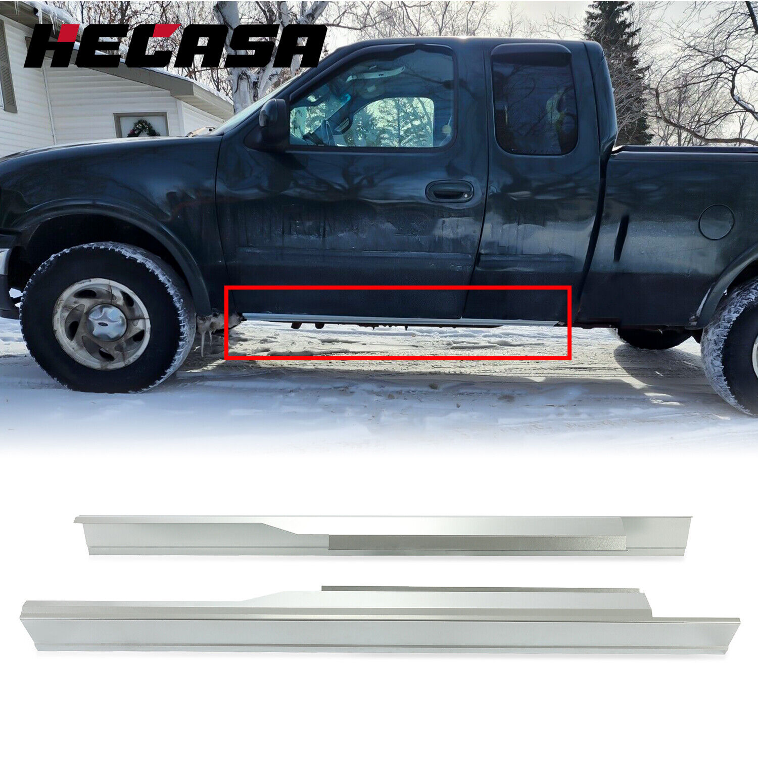 HECASA Pair Rocker Panels For 97-03 Ford F-150 04 Heritage Pickup Extended Cab