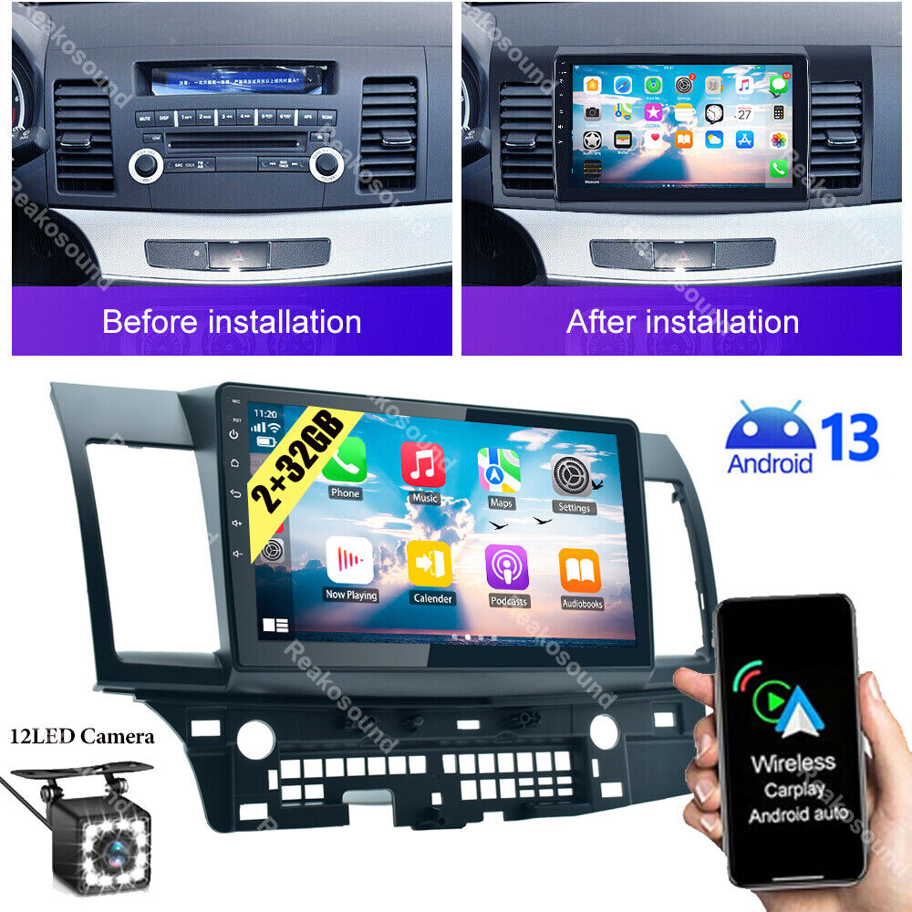 10.1\'\' Carplay For Mitsubishi Lancer 2007-12 Android 13 Car Stereo Radio GPS SAT