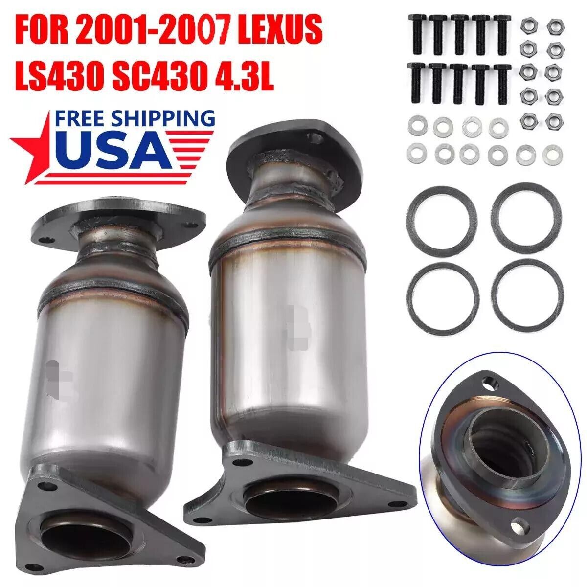 Both Front Catalytic Converters 2001-2007 US FAST NEW for Lexus LS430 GS430 4.3L