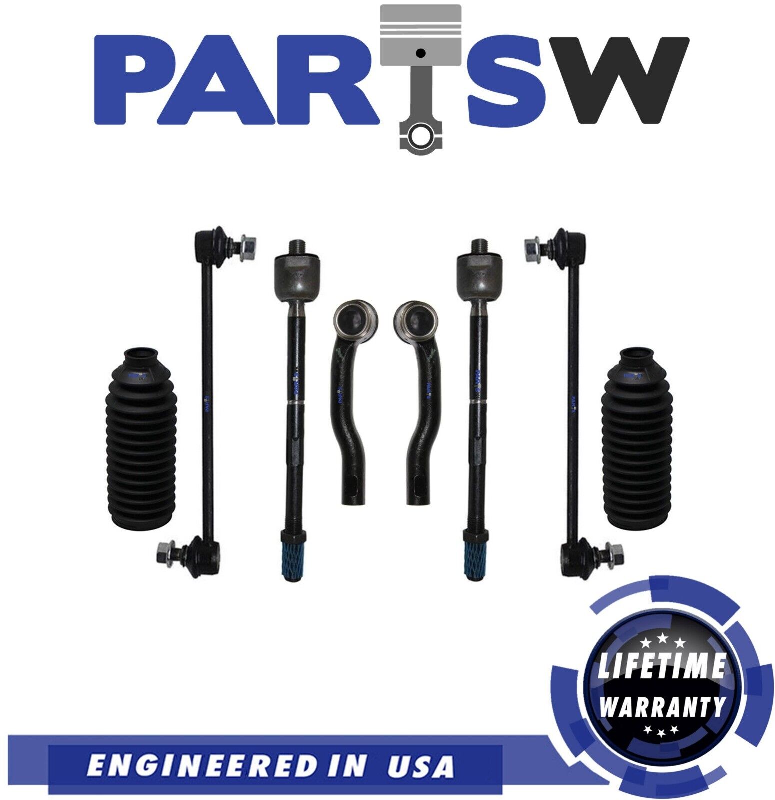8 Pc New Suspension Kit for Toyota Corolla Inner & Outer Tie Rod End Sway Bar