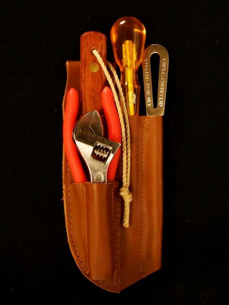 Captain Currey Deluxe 5-Pc Rigging Knife, Marlinspike Tool Kit w/ Leather Sheath