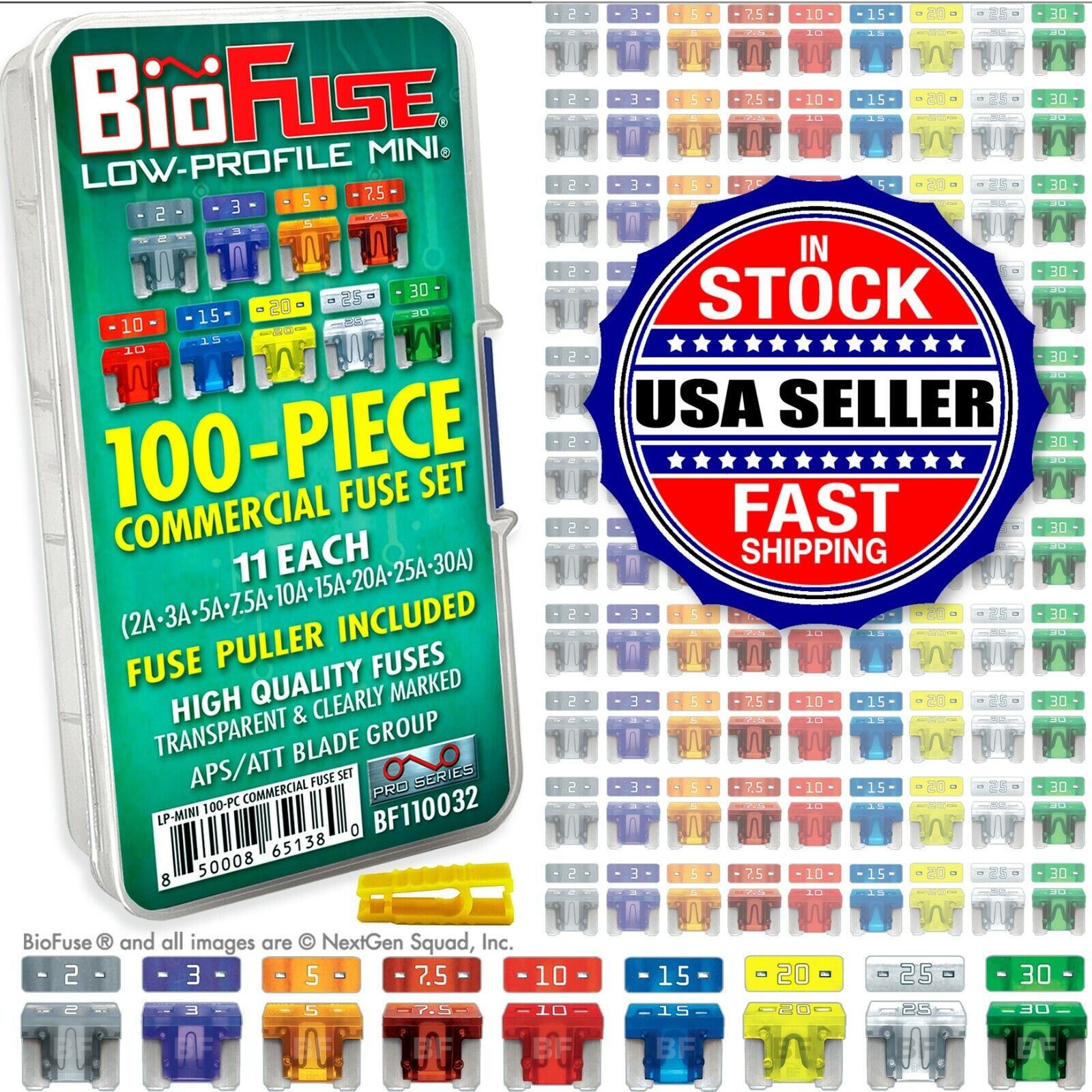 BioFuse® Low Profile Mini ATT 100 Piece Fuse Assortment *100 LP-Mini Blade Fuses