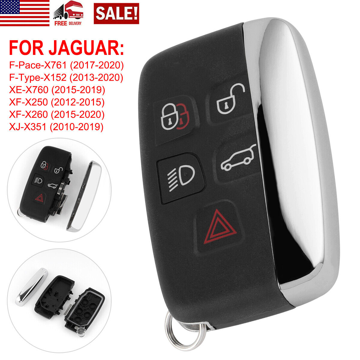 Replacement Car Key Fob Case For Jaguar XF XK XJ XE 5 Button Remote Shell Cover~