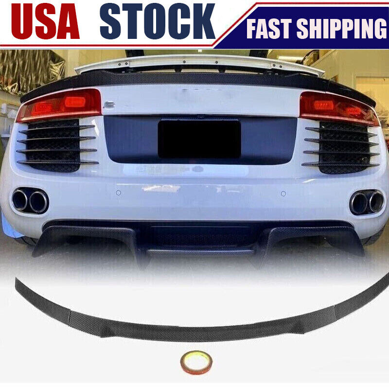 REAL CARBON Rear Trunk Spoiler Wing Lip Fit for Audi R8 V8 V10 Coupe 2008-2015