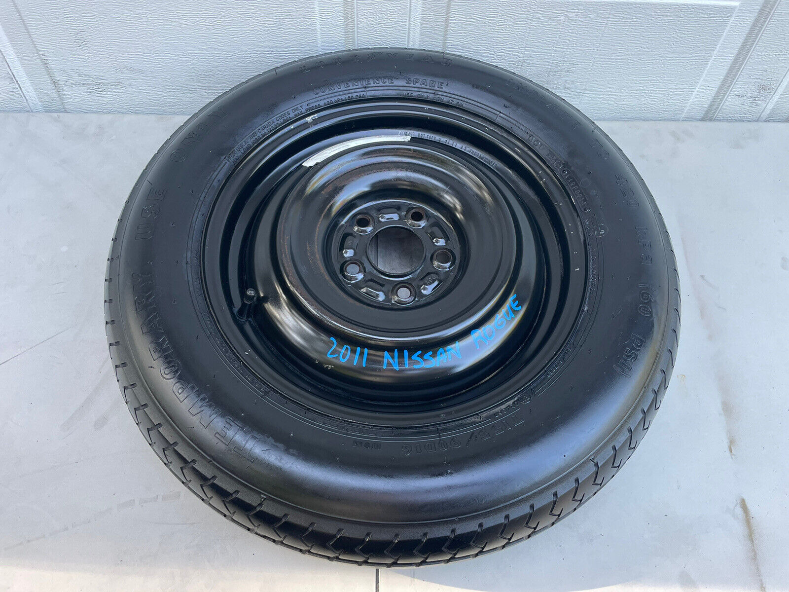 10-20 NISSAN ROGUE EMERGENCY SPARE TIRE COMPACT DONUT WHEEL RIM T155/90D16 OEM.