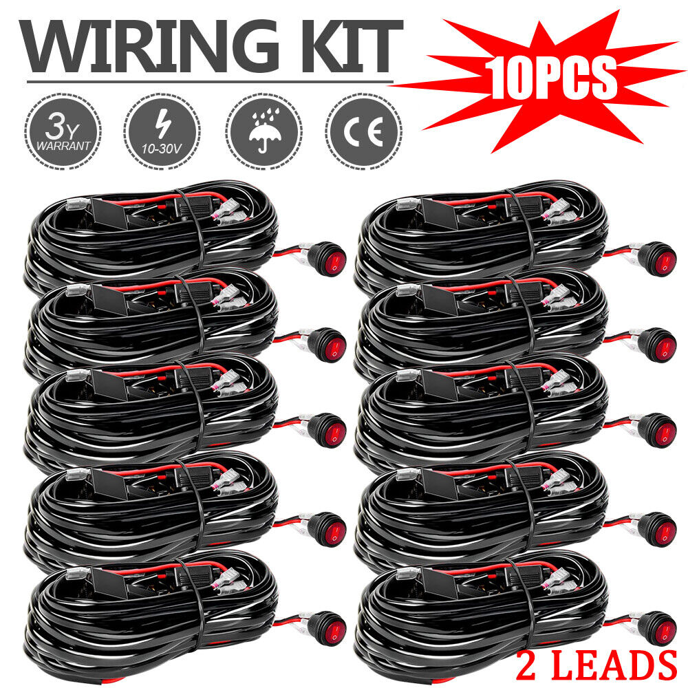 Aaiwa 10X Wiring Harness Kit 12V Switch Power On/Off Relay Fuse LED Fog Light